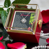 Grandmother Knot Pendant Necklace, Grandma Love Knot Necklace, Rose Gift Box Jewelry, CZ Crystal Necklace, Christmas Holiday Present for Nana