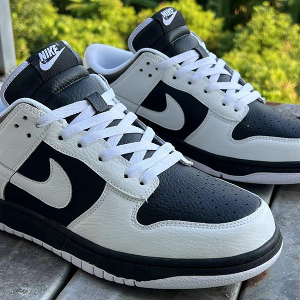 Low Top Sneakers, White Black Colorway, Lace Up Design, Casual Gift for Sneaker Fans