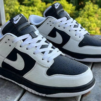 Low Top Sneakers, White Black Colorway, Lace Up Design, Casual Gift for Sneaker Fans