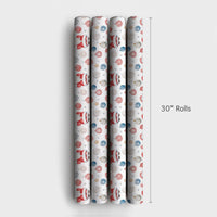Crafter Santa Claus Ornament Wrapping Paper, Yarn Ball Santa Wrapping Paper, Knitting Christmas Wrapping Paper, Holiday Gift Wrap Roll