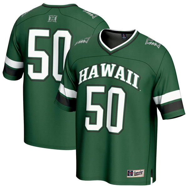 #50 Hawaii Rainbow Warriors Lightweight Collegiate Football Fashion Jersey - Green