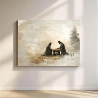 Abstract Holy Family Canvas Art, Nativity Scene Canvas Print, Religious Nativity Wall Art, Christian Christmas Canvas, Holiday Decor Present