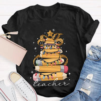 Adorable Holiday Educator Shirt, Christmas Light Pencils Teacher T-Shirt, Festive School Teacher Christmas Tee, Winter Holiday T-Shirt Present