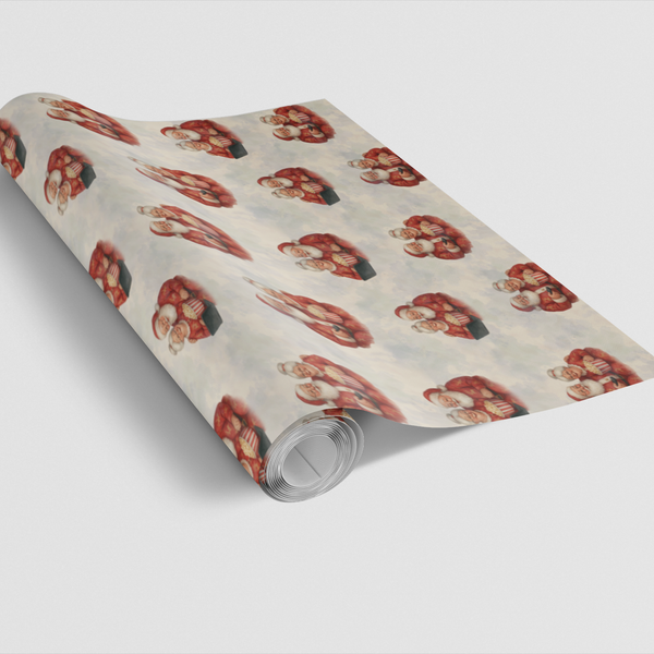 Christmas Movie Night Gift Wrap, Retro Santa and Mrs Claus Wrapping Paper, Vintage Holiday Gift Wrap Paper, Adorable Xmas Wra