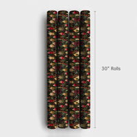Holly Berry Gift Wrap, Vintage Christmas Candle Wrapping Paper, Traditional Holiday Present Wrap, Festive Winter Botanical Wrapping Paper