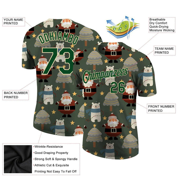 Personalized Name and Number Performance Tee, Custom Christmas Sports Jersey T-Shirt, Holiday Athletic Shirt, Christmas Fan P