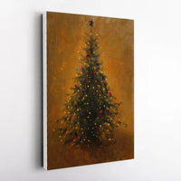 Impressionist Holiday Canvas Print, Vintage Christmas Tree Canvas Wall Art, Glowing Lights Winter Canvas Art, Seasonal Xmas Room Decor Present