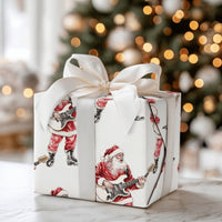 Electric Guitar Santa Wrapping Paper, Rockstar Santa Wrapping Paper, Rock and Roll Christmas Wrapping Paper, Musician Gift Wrap Roll
