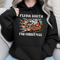Santa Duck Hunting Hoodie, Flying South for Christmas Hoodie, Humorous Hunter Xmas Pullover Hoodie, Winter Outdoor Sweatshirt, Hunter Present