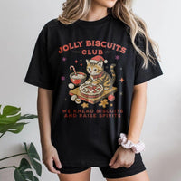 Vintage Cat Baker Graphic Tee, Jolly Biscuits Club Christmas Cat Baking T-Shirt, Adorable Holiday Cat Shirt, Baker Xmas T-Shirt, Cat Lover Present