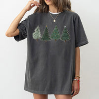 Hand-Drawn Holiday Pine Forest Graphic Tee, Christmas Tree T-Shirt, Comfy Winter Xmas Shirt, Festive Holiday Season Present