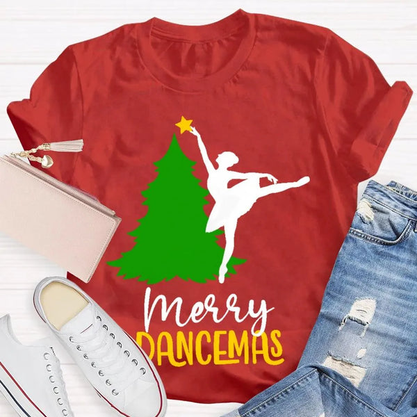 Festive Ballet Dancer Christmas T-Shirt, Merry Dancemas Ballerina Shirt, Adorable Holiday Dance Studio Tee, Xmas Nutcracker D