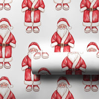 Classic Santa Claus Christmas Gift Wrap, Watercolor Santa Wrapping Paper, Traditional Red Holiday Present Paper, Festive Present Packaging Roll
