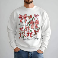 Festive Coquette Holiday Ribbon Crewneck, Christmas Bow Sweatshirt, Adorable Winter Pullover, Retro Merry Xmas Graphic Sweater Present