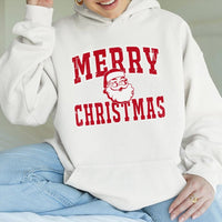 Vintage Santa Hooded Sweatshirt, Merry Christmas Santa Hoodie, Retro Christmas Graphic Hoodie, Comfy Holiday Pullover Hoodie Present Unisex