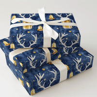 Reindeer Antler Beer Mug Gift Wrap, Rein-Beer Christmas Wrapping Paper, Humorous Holiday Beer Lover Wrapping Paper, Winter Night Sky Gift Wrap