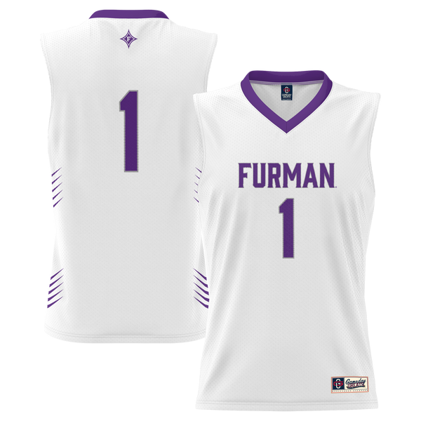 #1 Furman Paladins Lightweight Basketball Jersey - White
