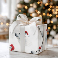 Watercolor Arctic Animal Gift Wrap, Polar Bear Christmas Wrapping Paper, Santa Hat Polar Bear Wrapping Paper, Winter Holiday Gift Wrap