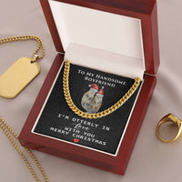 Polished Stainless Steel Chain Necklace, Otterly in Love Cuban Link Chain Necklace, Romantic Christmas Message Card Present for Boyfriend
