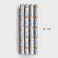 Pastel Winter Holiday Gift Wrap, Watercolor Gingerbread Man Wrapping Paper, Whimsical Christmas Wrapping Paper, Snowy Forest Gift Wrap Roll