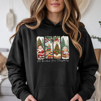 Bookish Christmas Hooded Sweatshirt, All Booked for Christmas Hoodie, Vintage Santa Book Stack Pullover, Comfy Reader Christmas Hoodie Present