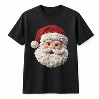 Textured Yarn Look Christmas Shirt, Punch Needle Santa T-Shirt, Vintage Santa Claus Graphic Tee, Retro Holiday Santa T-Shirt, Xmas Present