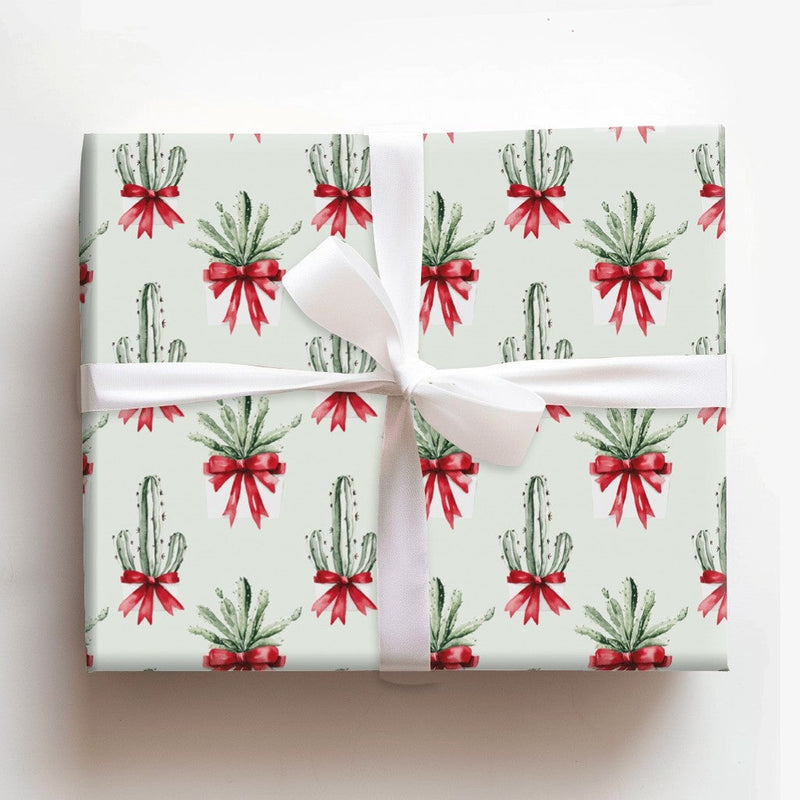 Watercolor Desert Holiday Gift Wrap, Southwest Christmas Cactus Wrapping Paper, Plant Lover Xmas Wrapping Paper, Present Wrap