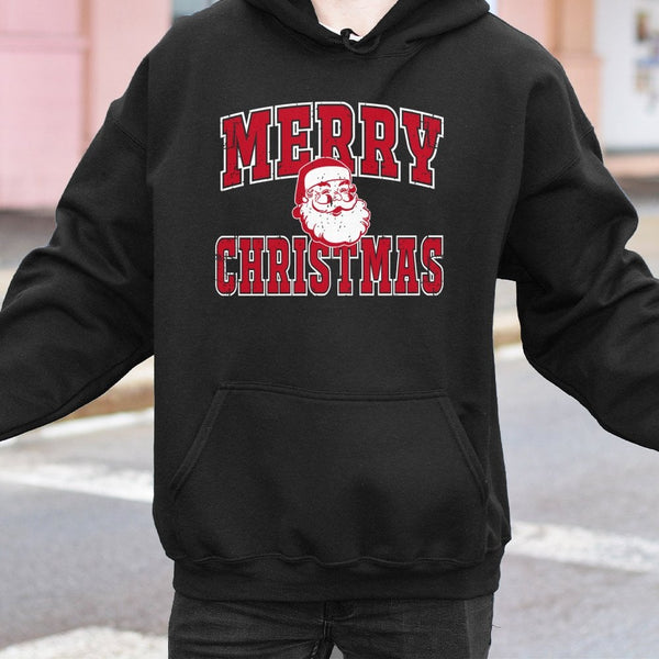 Retro Distressed Santa Claus Pullover, Merry Christmas Santa Hoodie, Vintage Xmas Graphic Hoodie, Holiday Sweatshirt