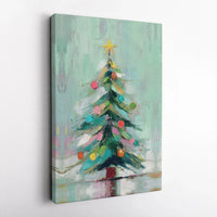 Whimsical Holiday Tree Canvas Print, Abstract Christmas Tree Canvas Wall Art, Festive Winter Canvas, Modern Seasonal Wall Decor Xmas Present