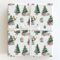 Watercolor Kitten Tree Gift Wrap, Tabby Cat Christmas Wrapping Paper, Humorous Cat Lover Holiday Wrapping Paper, Xmas Gift Wrapping Paper