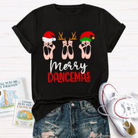 Humorous Christmas Dance Graphic Tee, Merry Dancemas Ballet Teacher T-Shirt, Dance Instructor Holiday Shirt, Adorable Ballerina Xmas Dancer Present