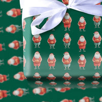Athletic Santa Gift Wrap, Basketball Santa Christmas Wrapping Paper, Green Sports Wrapping Paper, Holiday Athlete Present Wrapping Paper