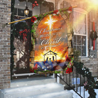 Nativity Scene Yard Flag, Christmas Begins with Christ Garden Flag, Religious Holiday Garden Flag, Double Sided Lawn Decor
