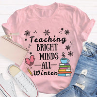 Winter Holiday Educator Shirt, Snowflake Teaching Bright Minds Teacher Christmas T-Shirt, Teacher Christmas Lights Tee, Holiday T-Shirt