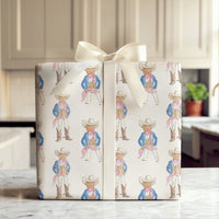 Western Holiday Gift Wrap, Gingerbread Cowboy Wrapping Paper, Watercolor Christmas Wrapping Paper, Country Cowboy Gift Wrap Roll