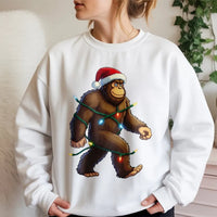 Sasquatch Christmas Lights Sweatshirt, Bigfoot Christmas Sweatshirt, Humorous Bigfoot Christmas Crewneck, Retro Yeti Xmas Sweater, Holiday Present
