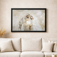 Jesus Mary Joseph Canvas Print, Holy Family Nativity Canvas Wall Art, Minimalist Nativity Wall Decor, Religious Christmas Canvas Present