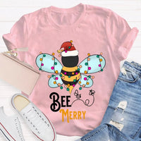 Santa Hat Honeybee Shirt, Bee Merry Christmas T-Shirt, Humorous Bee Lover Holiday Tee, Adorable Insect Xmas Graphic Tee, Christmas Present