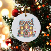 Holiday Home Decor Ornament, Gingerbread House Christmas Ornament, Ceramic Xmas Tree Keepsake Ornament, Festive Family Winter Present