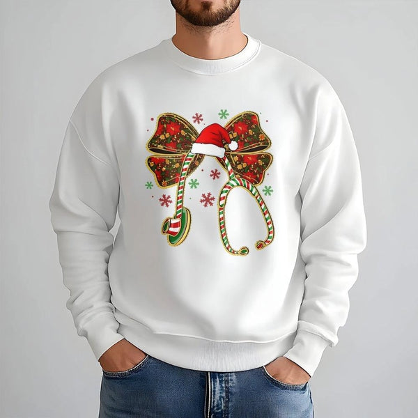 Festive Stethoscope Holiday Crewneck, Christmas Nurse Sweatshirt, RN ICU Nurse Winter Shift Sweater, Nursing Student Xmas Pul