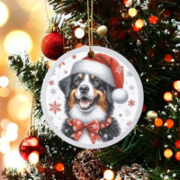 Aussie Santa Hat Dog Ornament, Australian Shepherd Christmas Ornament, Puppy Ceramic Holiday Tree Ornament, Adorable Dog Lover Keepsake Present