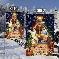 Its All About Jesus Holy Family Yard Flag, Christmas Nativity Garden Flag, Double-Sided Christian Holiday Lawn Flag, Faith Porch Decor