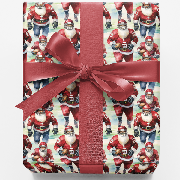 Sports Festive Holiday Gift Wrap, Soccer Santa Christmas Wrapping Paper, Futbol Player Xmas Wrapping Paper, Soccer Fan Gift W