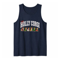 Humorous Christmas Corgi Tank, Holly Corgi Tank Top, Retro Holiday Dog Sleeveless Tee, Adorable Xmas Corgi Present, Womens Christmas Tank