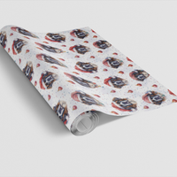 Santa Hat Dog Gift Wrap, Saint Bernard Christmas Wrapping Paper, Comfy Puppy Present Wrap, Holiday Dog Lover Present Packaging Paper Roll