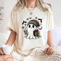 Spooky Holiday Ghost Shirt, Adorable Christmas Ghost T-Shirt, Humorous Xmas Spirit Graphic Tee, Holiday Season T-shirt, Adorable Winter Ghost Shirt