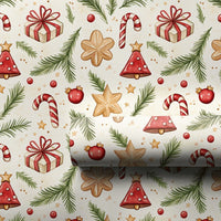 Christmas Gift Wrap Roll, Watercolor Candy Cane Wrapping Paper, Holiday Motif Paper, Festive Wrapping Paper, Xmas Present Packaging Paper