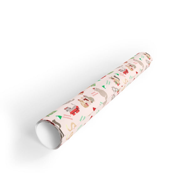 Adorable Cat Christmas Wrapping Paper, Meowy Christmas Wrapping Paper, Santa Hat Cat Gift Wrap, Holiday Present Wrap, Cat Lov