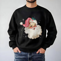 Adorable Pink Vintage Santa Claus Crewneck, Retro Santa Sweatshirt, Girly Pastel Christmas Holiday Sweater, Comfy Tis the Season Pullover Present
