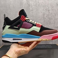 Mid Top Sneakers, Black Red Yellow Colorway, Lace Up Design, Casual Gift for Sneaker Fans